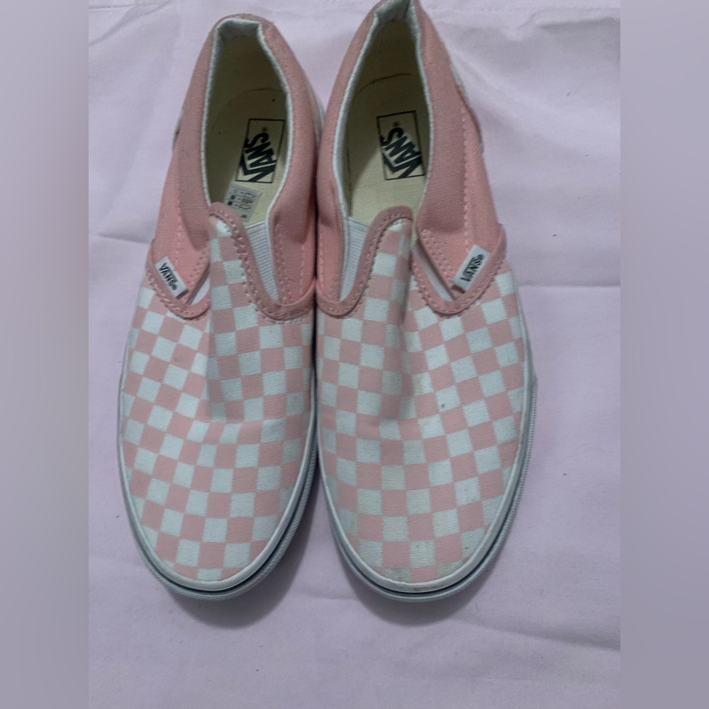 Vans Classic Pink and White Checkered Slip-Ons
